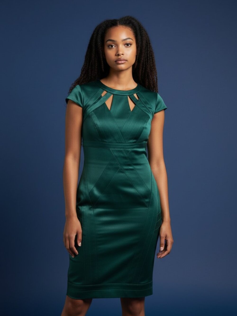 Emerald Green Bandage Bodycon Cutout Midi Dress